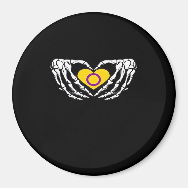 Intersex Pride Skeleton Halloween Goth Heart Class Magnet (Vorne)