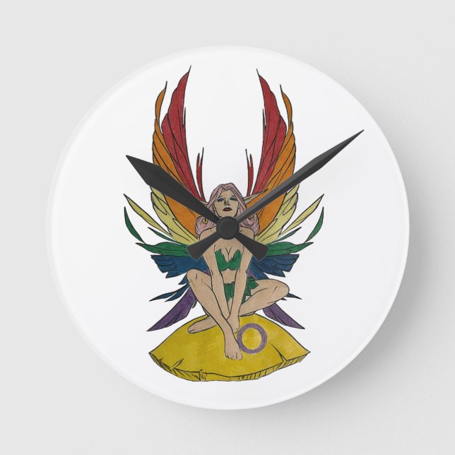 Intersexuelle Fee Runde Wanduhr (Vorderseite)