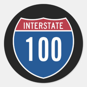 Interstate 100 runder aufkleber