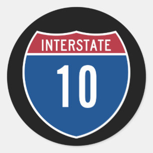 Interstate 10 runder aufkleber