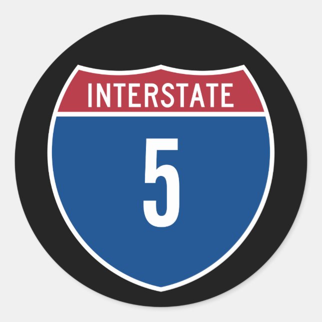 Interstate 5 runder aufkleber (Vorderseite)