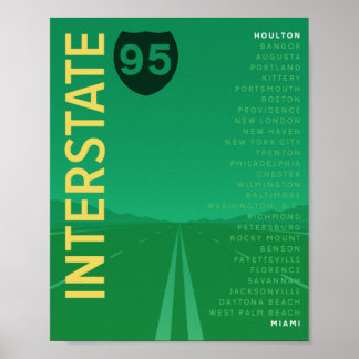 Interstate 95 (I-95) Poster (grün)