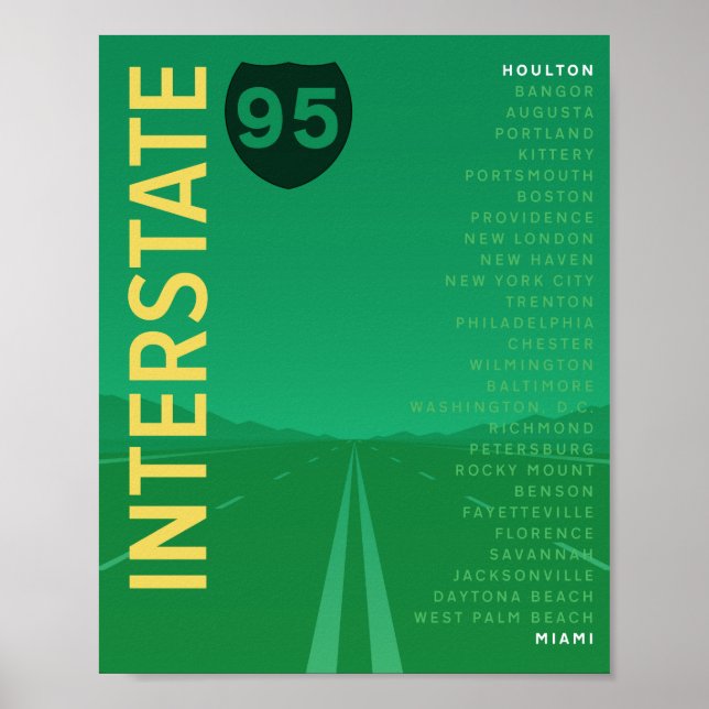 Interstate 95 (I-95) Poster (grün) (Vorne)