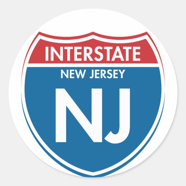 Interstate New Jersey NJ Runder Aufkleber (Vorderseite)