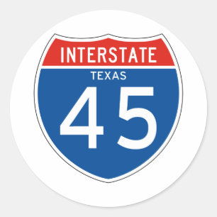 Interstate Sign 45 - Texas Runder Aufkleber