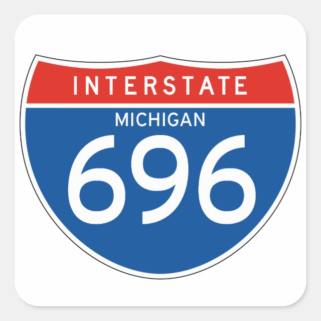 Interstate Sign 696 - Michigan Quadratischer Aufkleber (Vorderseite)