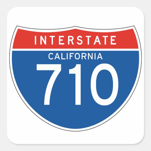 Interstate Sign 710 - Kalifornien Quadratischer Aufkleber (Vorderseite)