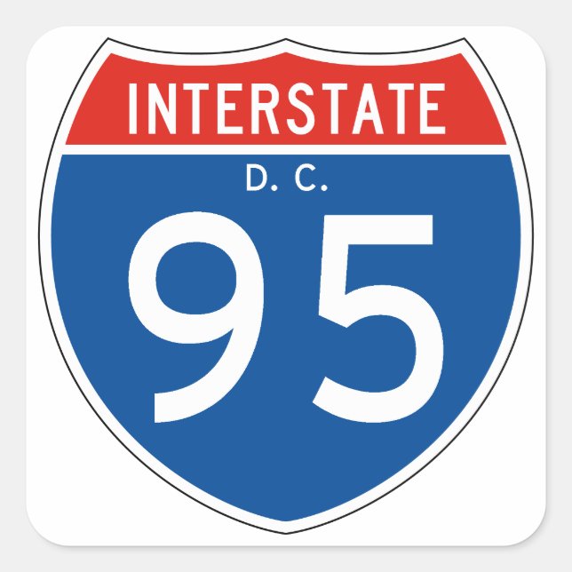 Interstate Sign 95 - District of Columbia Quadratischer Aufkleber (Vorderseite)