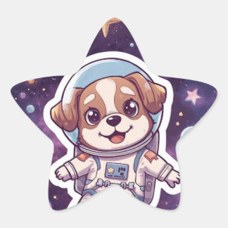 Interstellar Paws - Niedlicher Weltraumhund im Abe Stern-Aufkleber