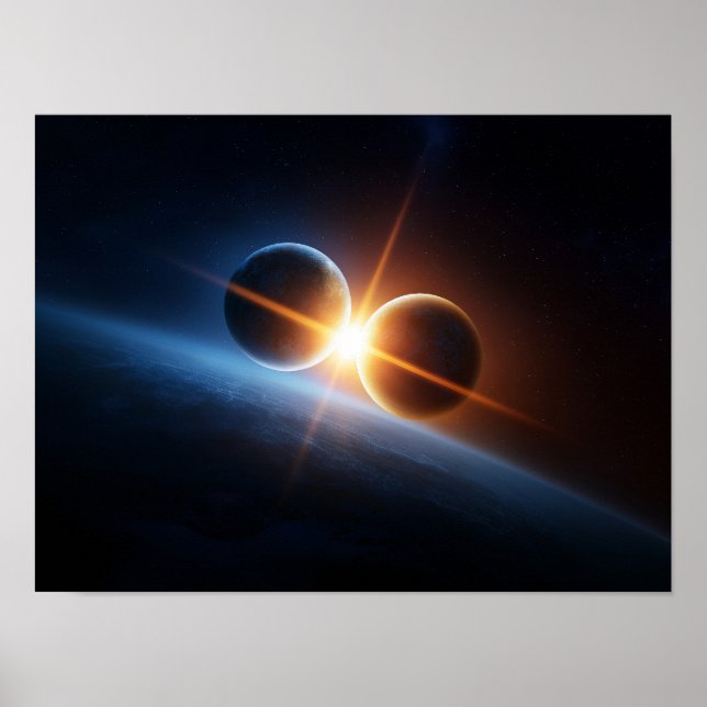 Interstellar Planet Collision and Cosmic Light Poster (Vorne)