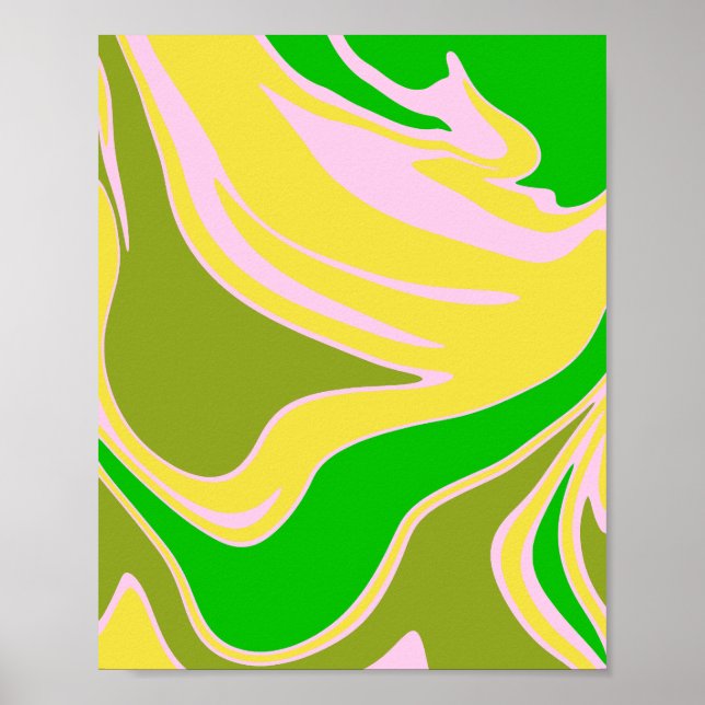 Intertwined Color Waves with Soft Curves Poster (Vorne)