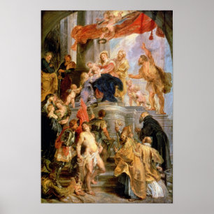 Inthronisiertes Madonna mit Kind Poster