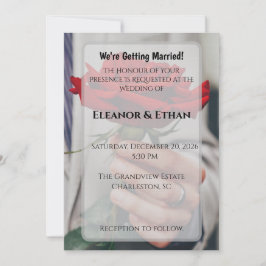 Intimate Close-Up Red Rose Engagement & Wedding Einladung