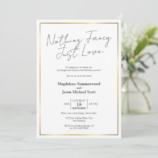Intimistische Minimalistische Hochzeit | Goldrahme Einladung