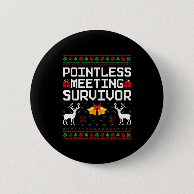 Intless Meeting Survivor Ugly Christmas Sweater Of Button (Vorderseite)