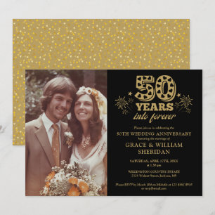 Into Forever 50th Anniversary Foto Gold Black Einladung