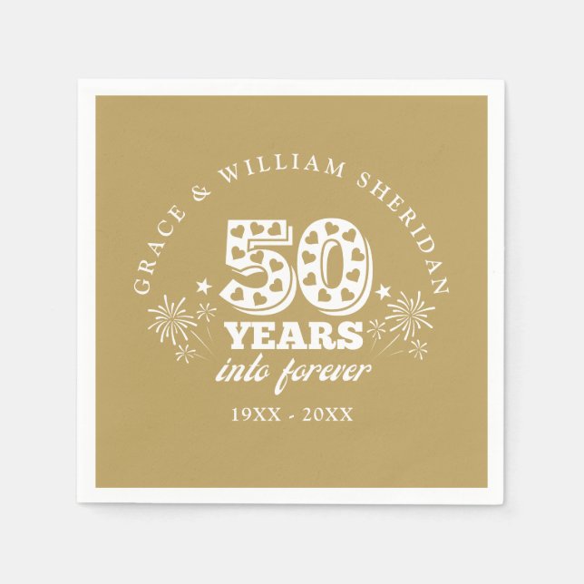 Into Forever Gold 50. Hochzeitstag Serviette (Vorderseite)