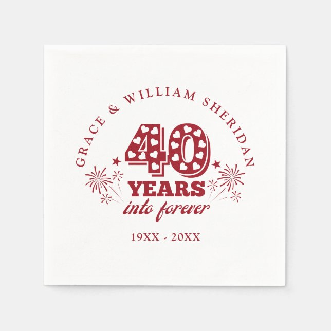 Into Forever Ruby 40. Hochzeitstag Serviette (Vorderseite)