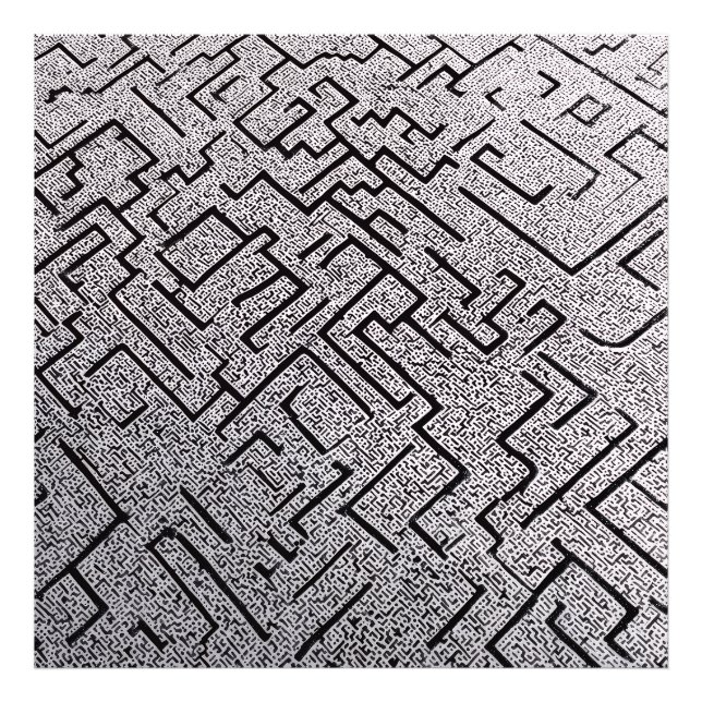 Intricate Black & White Labyrinth Maze Fotodruck (Vorne)