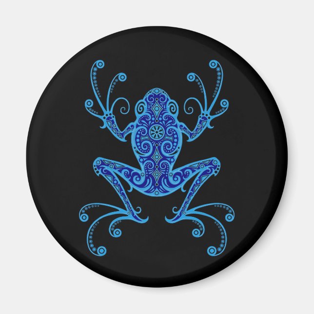Intricate Blue and Black Tree Frog Magnet (Vorne)
