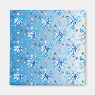 Intricate blue and white stars and snowflakes magnet