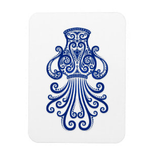 Intricate Blue Aquarius Zodiac auf White Magnet
