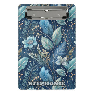 Intricate Blue & Green Botanical - Starry Dark Blu Mini Klemmbrett