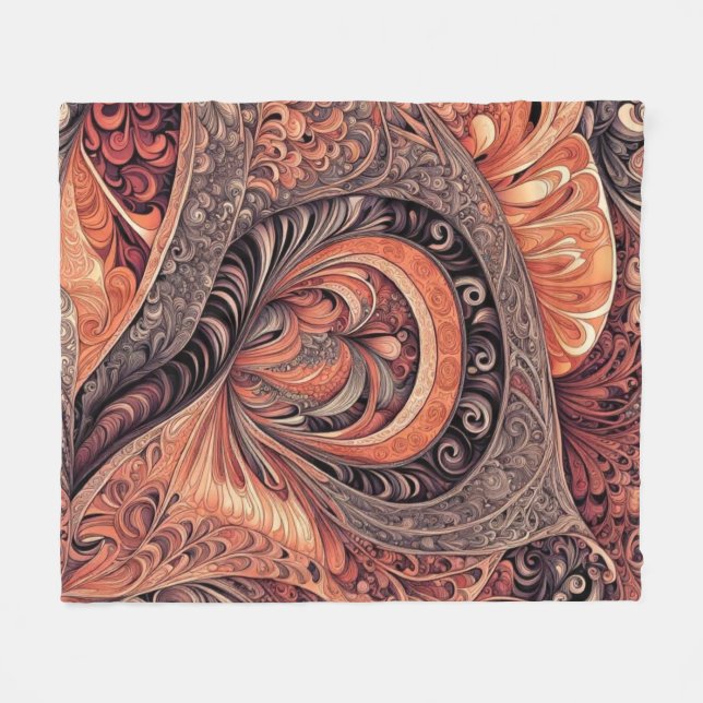 Intricate Boho Abstract Mandala Pattern Fleecedecke (Vorderseite (Horizontal))