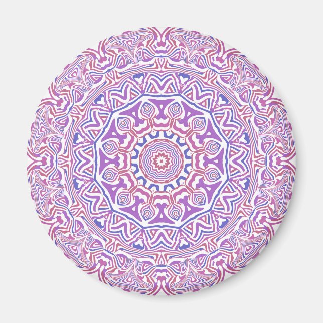 Intricate Bold Groovy Boho Hippie Abstrakt Mandala Magnet (Vorne)