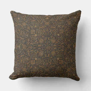 Intricate Brown & Black Batik Throw Kissen