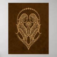 Intricate Brown Gemini Zodiac
