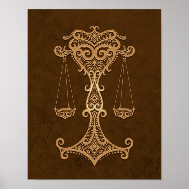 Intricate Brown Libra Zodiac Poster (Vorne)