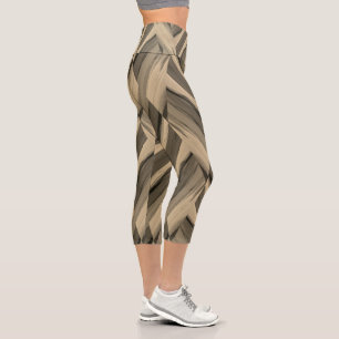 Intricate Brown Marble Muster Capri Leggings