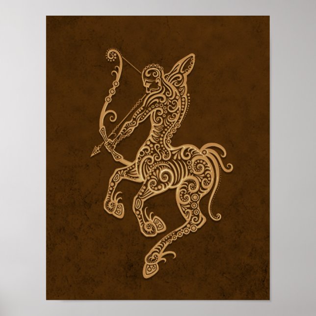 Intricate Brown Sagittarius Zodiac Poster (Vorne)