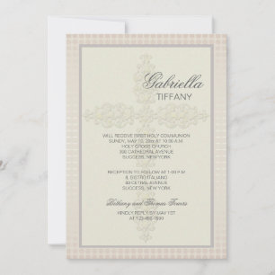 Intricate Cross (Peach) Religiöse Einladung