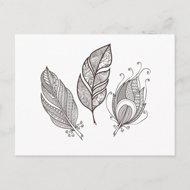 Intricate Feather Doodle Postkarte (Vorderseite)