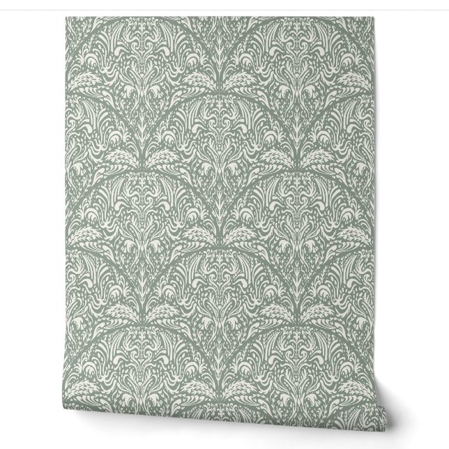 Intricate Floral Scallop Arts and Crafts Style Tapete (Abrollen)