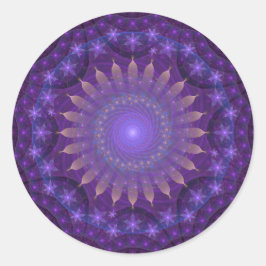 Intricate Fraktal Mandala | Lila, blau, orange Runder Aufkleber