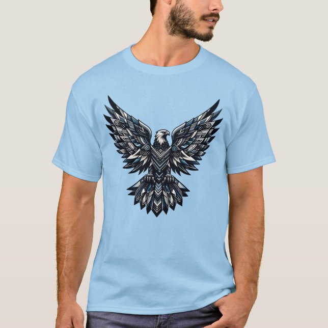Intricate Geometric Eagle Majestät Design T-Shirt (Vorderseite)