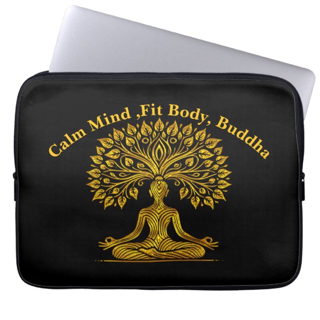 Intricate Gold Buddha-Skulptur Laptopschutzhülle (Vorderseite)