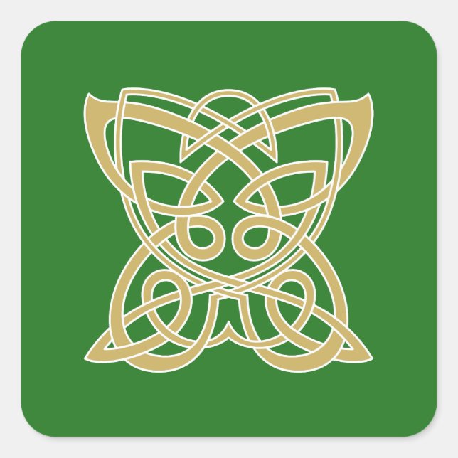 Intricate Gold Celtic Butterfly Quadratischer Aufkleber (Vorderseite)