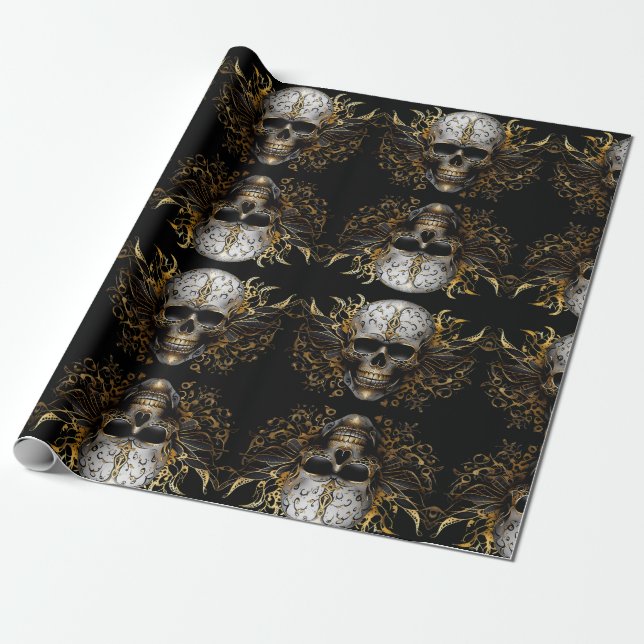 Intricate Gold lächelnd Stammekull Geschenkpapier (Ungerollt)