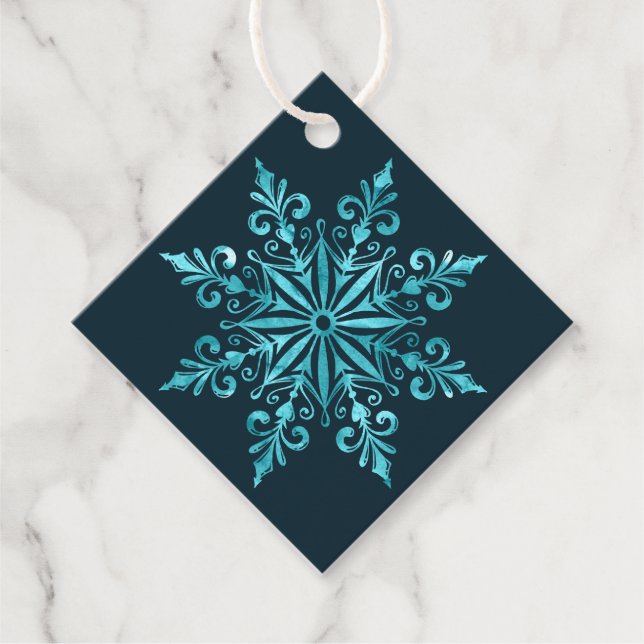 Intricate Ice Blue Snowflake Weihnachtsgeschenke T Geschenkanhänger (Vorderseite)