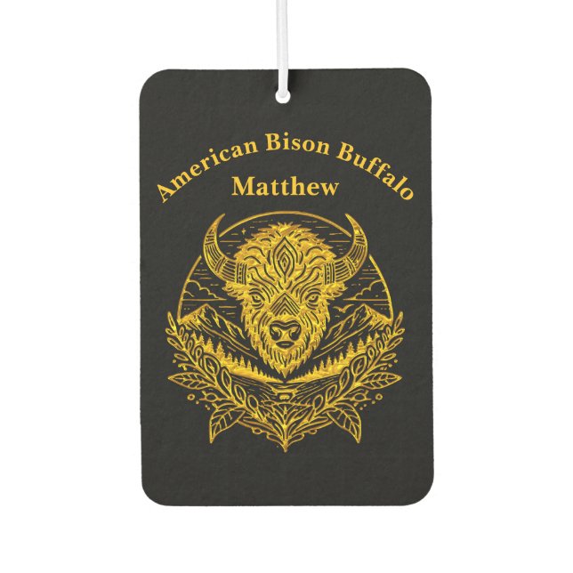 Intricate Illustration of a Gold Bison in Nature Autolufterfrischer (Vorderseite)