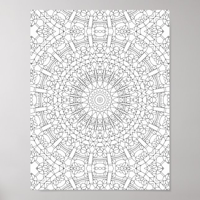 Intricate Kaleidoscope Mandala Coloring Page Poster (Vorne)