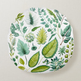 Intricate Leaf Designs Rundes Kissen