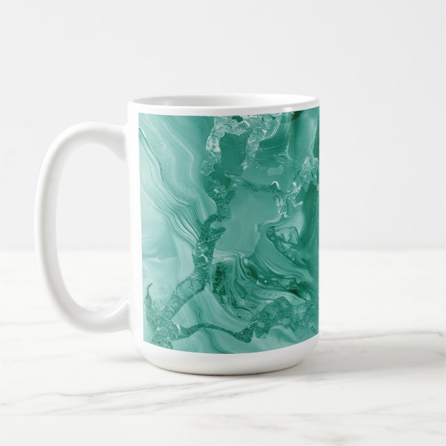 Intricate Marble Pattern in Rich Teal and Green Kaffeetasse (Links)