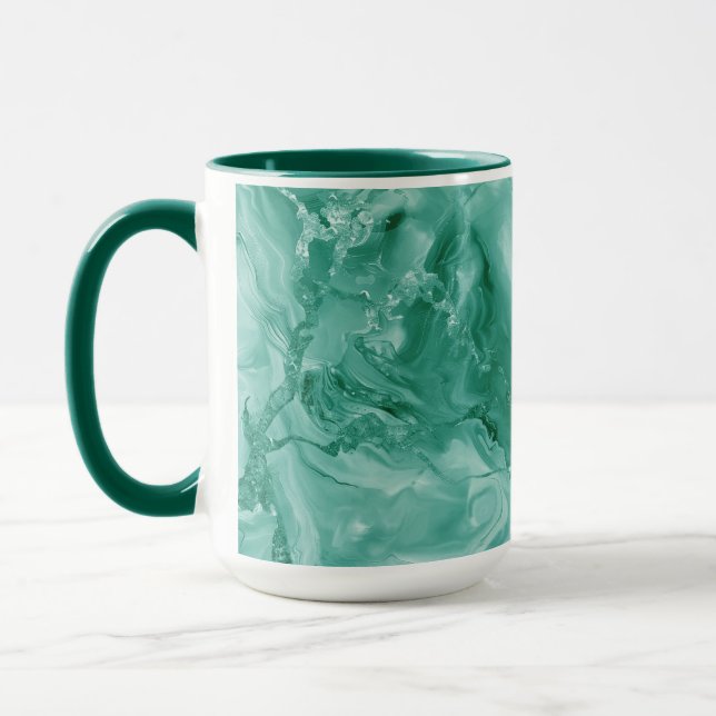Intricate Marble Pattern in Rich Teal and Green Tasse (Links)