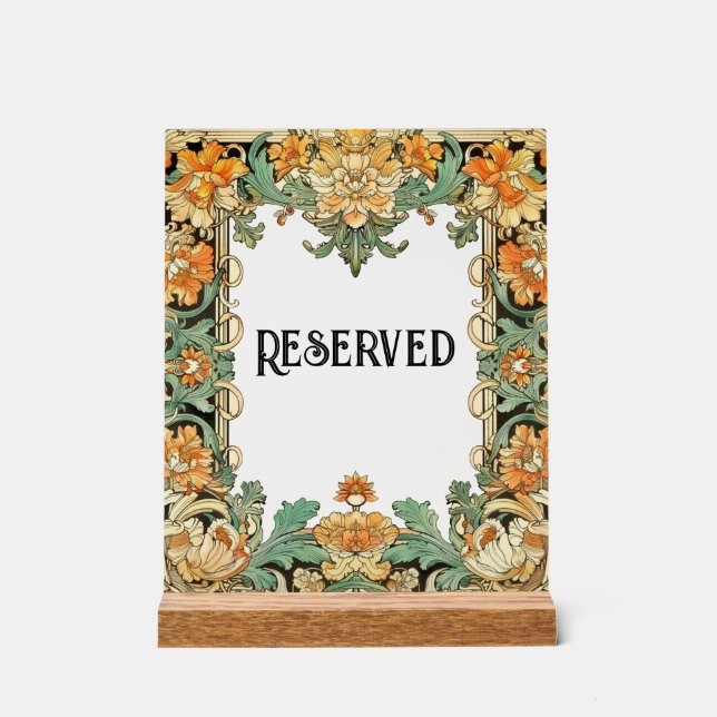 Intricate Motif Filigree, Clear Center Table Sign Acrylschild (Vorderseite)