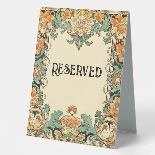 Intricate Motif Filigree, Clear Center Table Sign Tischaufsteller (Vorderseite)